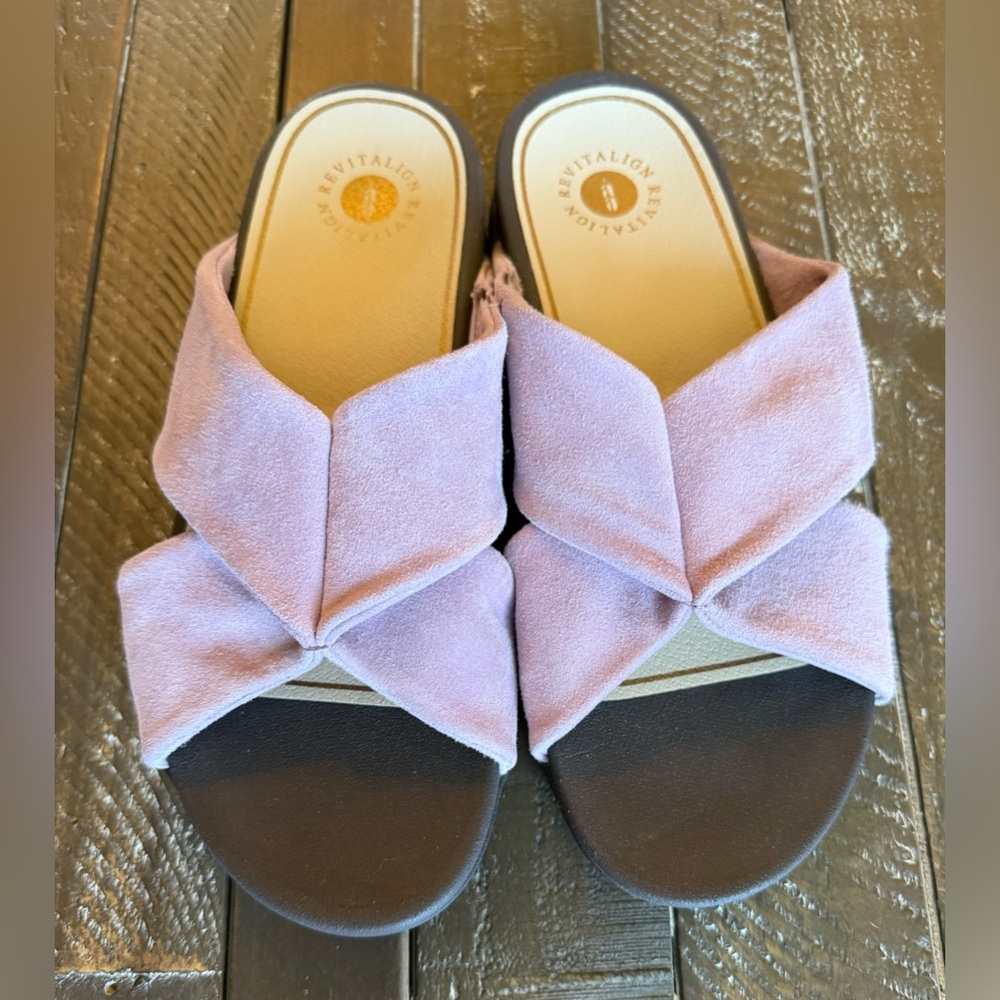 REVITALIGN Pink Suede Sandals Plush Comfort Slides